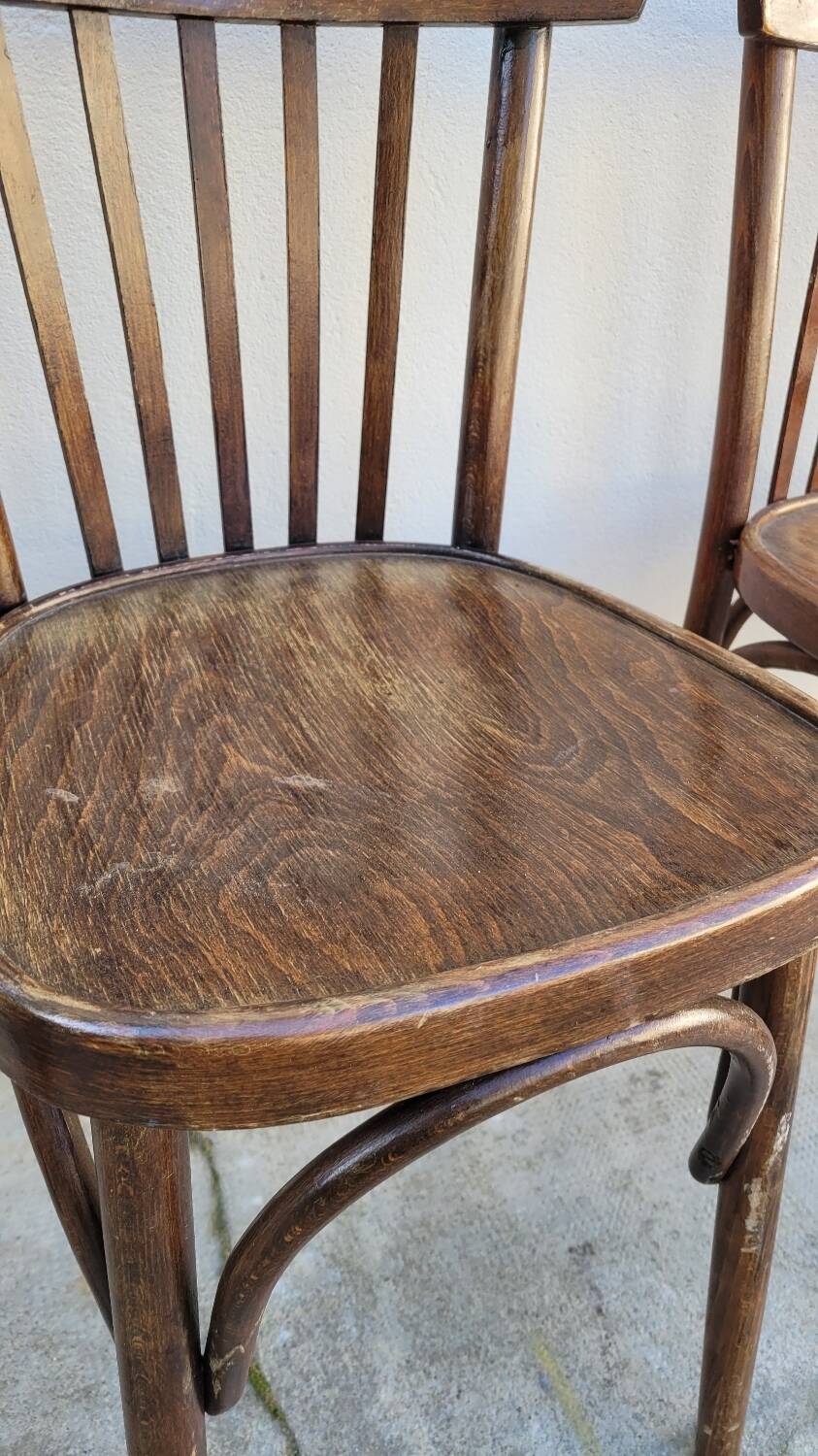Set of 4 vintage Baumann style bistro restaurant chairs 1950s