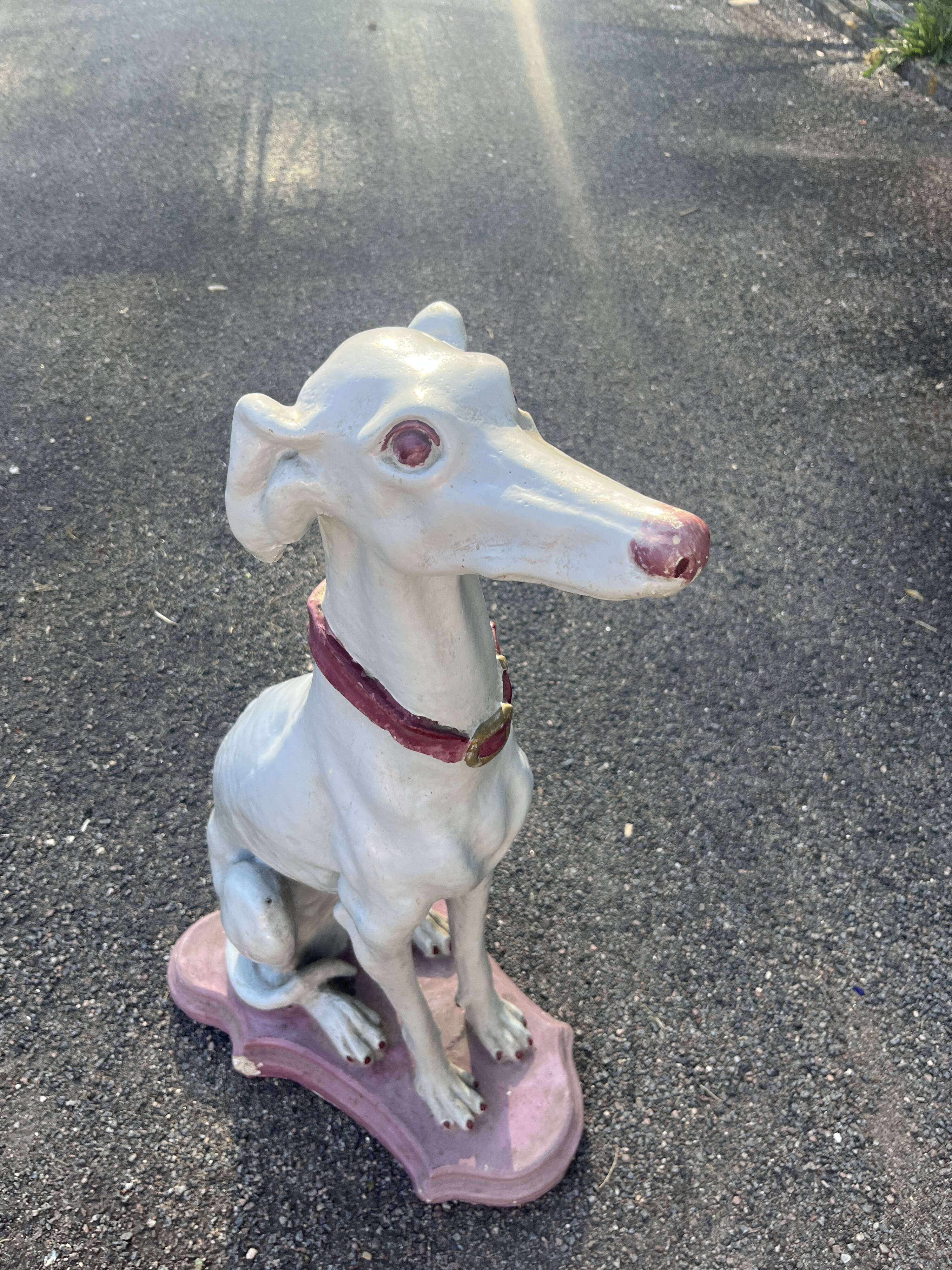 Large Sitting Greyhound Statue in Concrete / Cement - Garden Decoration or