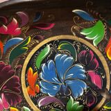 Mid-century hand-painted floral decorative tray / catchall 49 cm / 33 cm