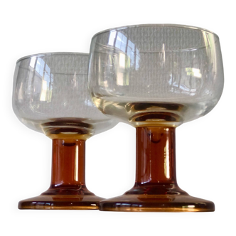 2 amber foot cups from the 70s