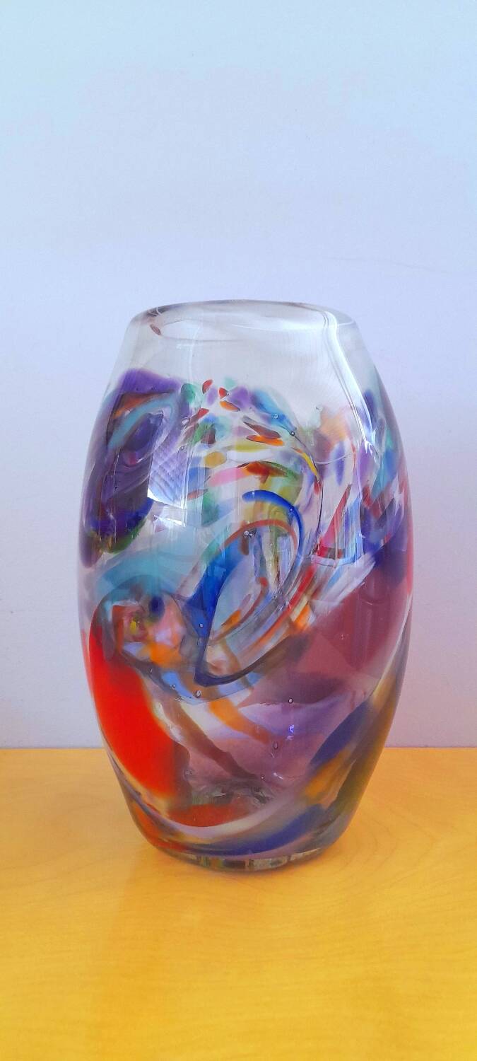 Multicolored Murano glass vase