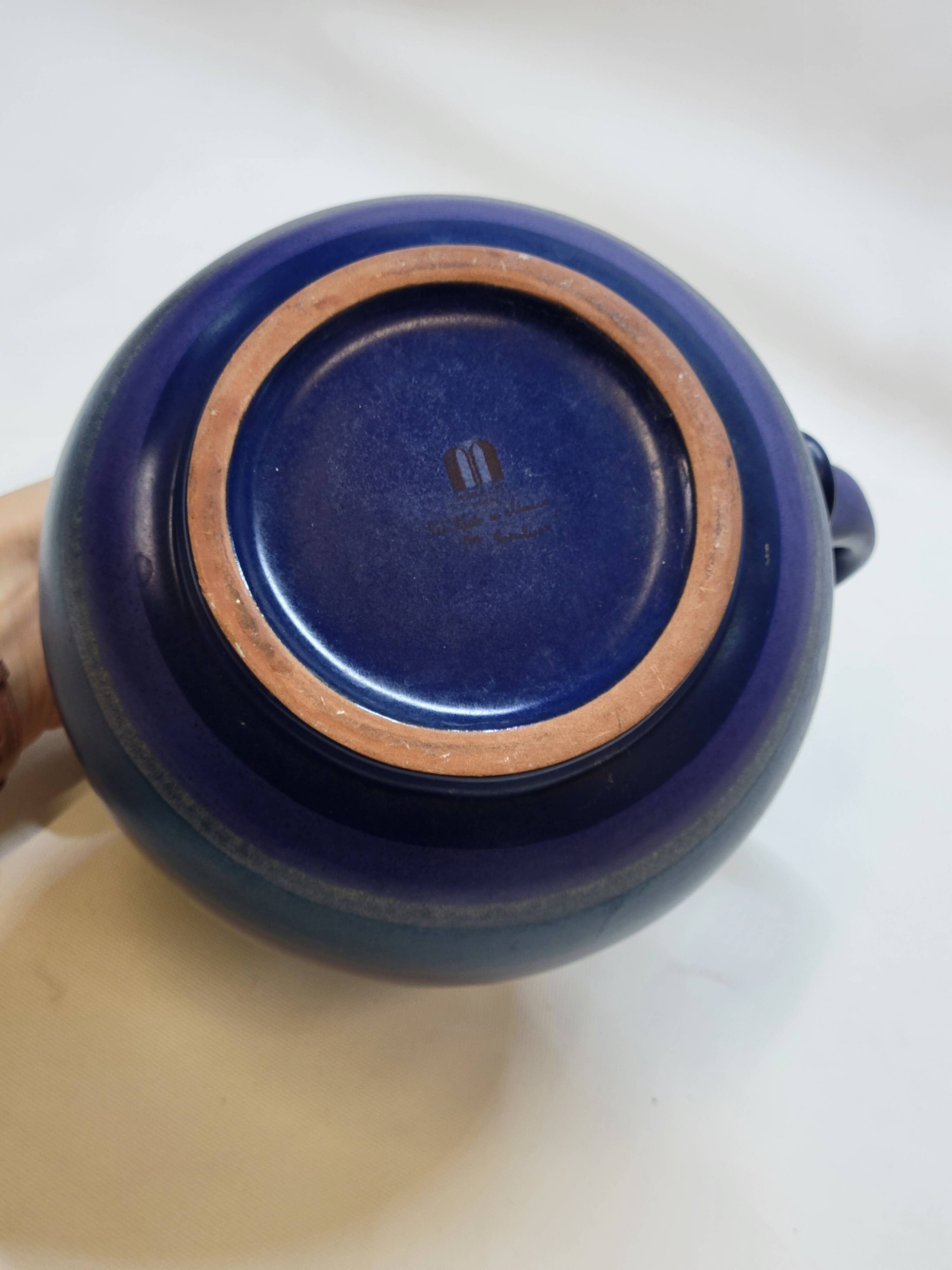 Vintage blue ceramic jug pitcher Porta Celi Spain