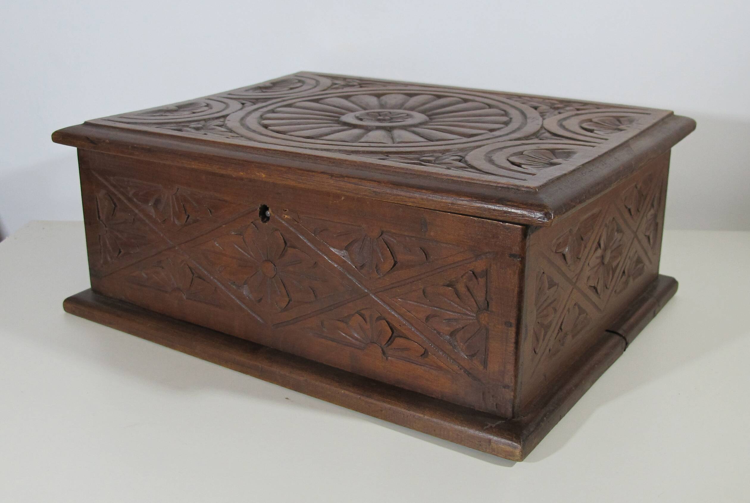 Carved wooden box