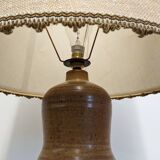 XL gourd lamp in ceramic and jute fabric, France circa 1960.