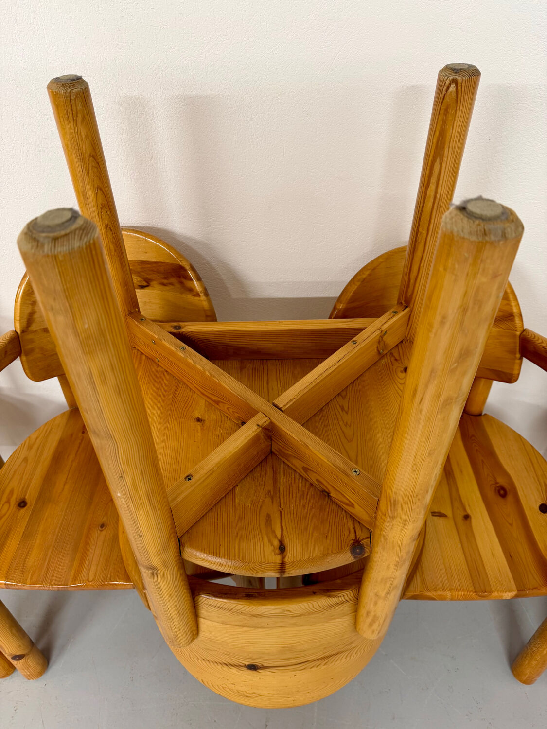 Set of 6 solid pine chairs in Scandinavian design by Reiner Daumiller vintage