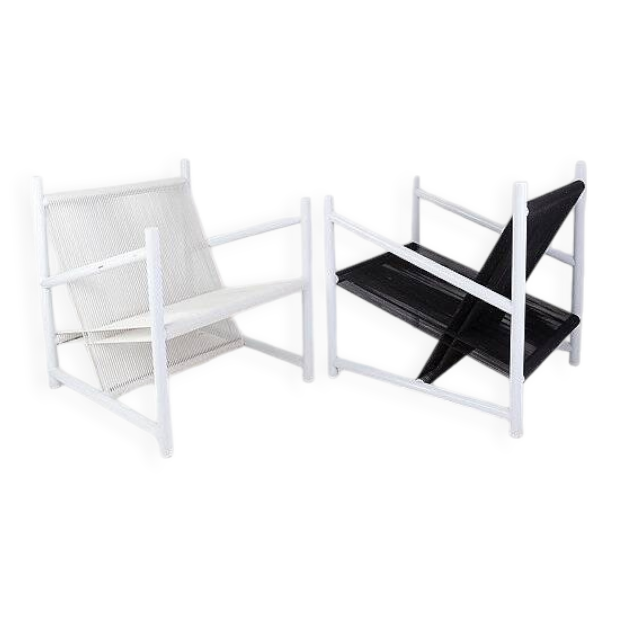 Indoor/Outdoor pair of Black/White Armchairs