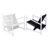 Indoor/Outdoor pair of Black/White Armchairs