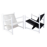 Indoor/Outdoor pair of Black/White Armchairs