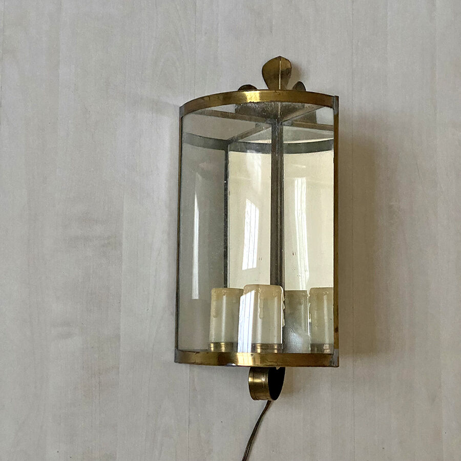 Vintage 50's golden metal corner lantern