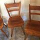 Set of 6 vintage solid wood chairs with compass legs 1960's