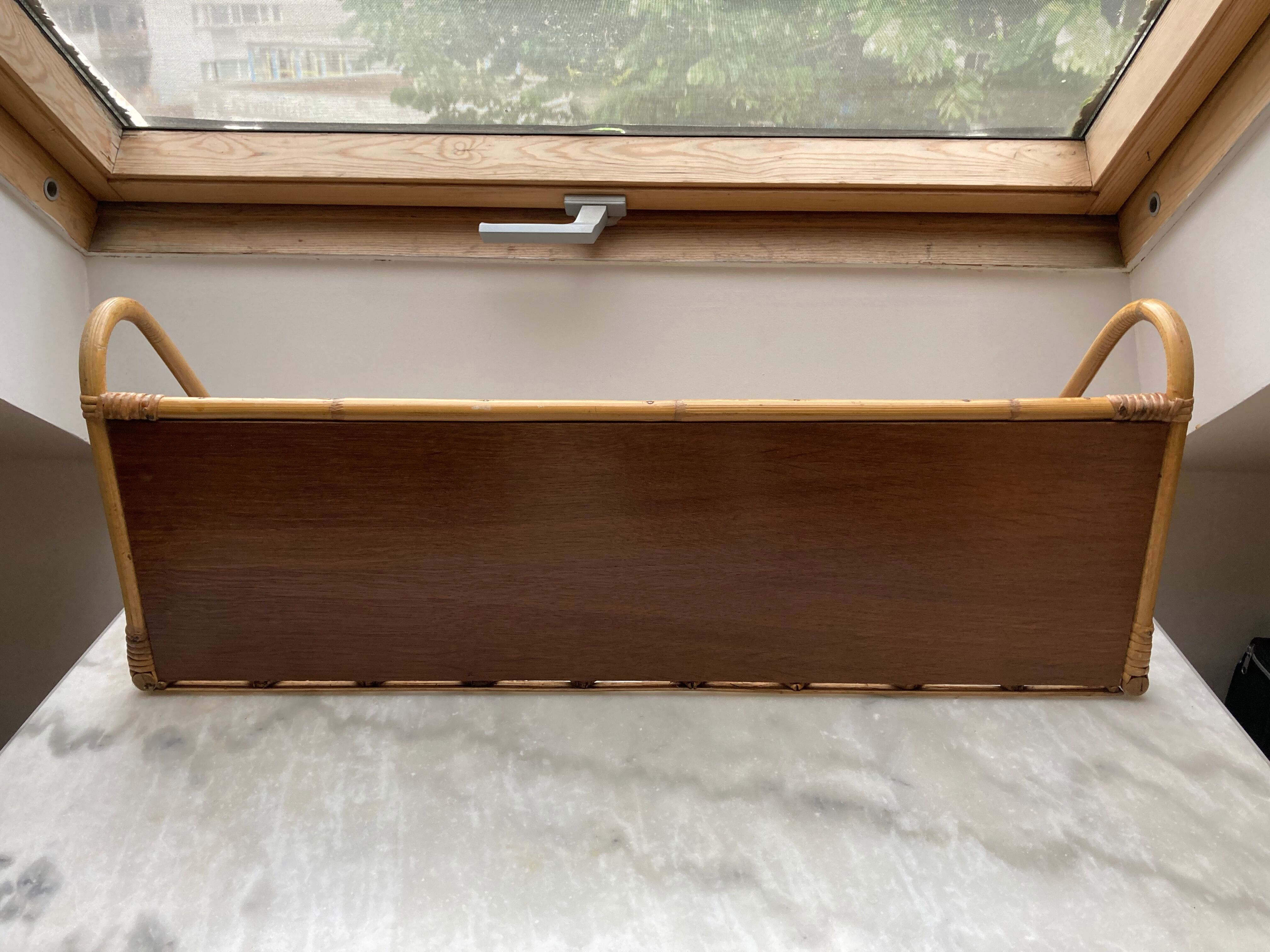 Wall shelf or to be installed in vintage rattan 1960s restored