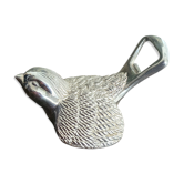 Ouvre bouteille oiseau en métal argenté vintage