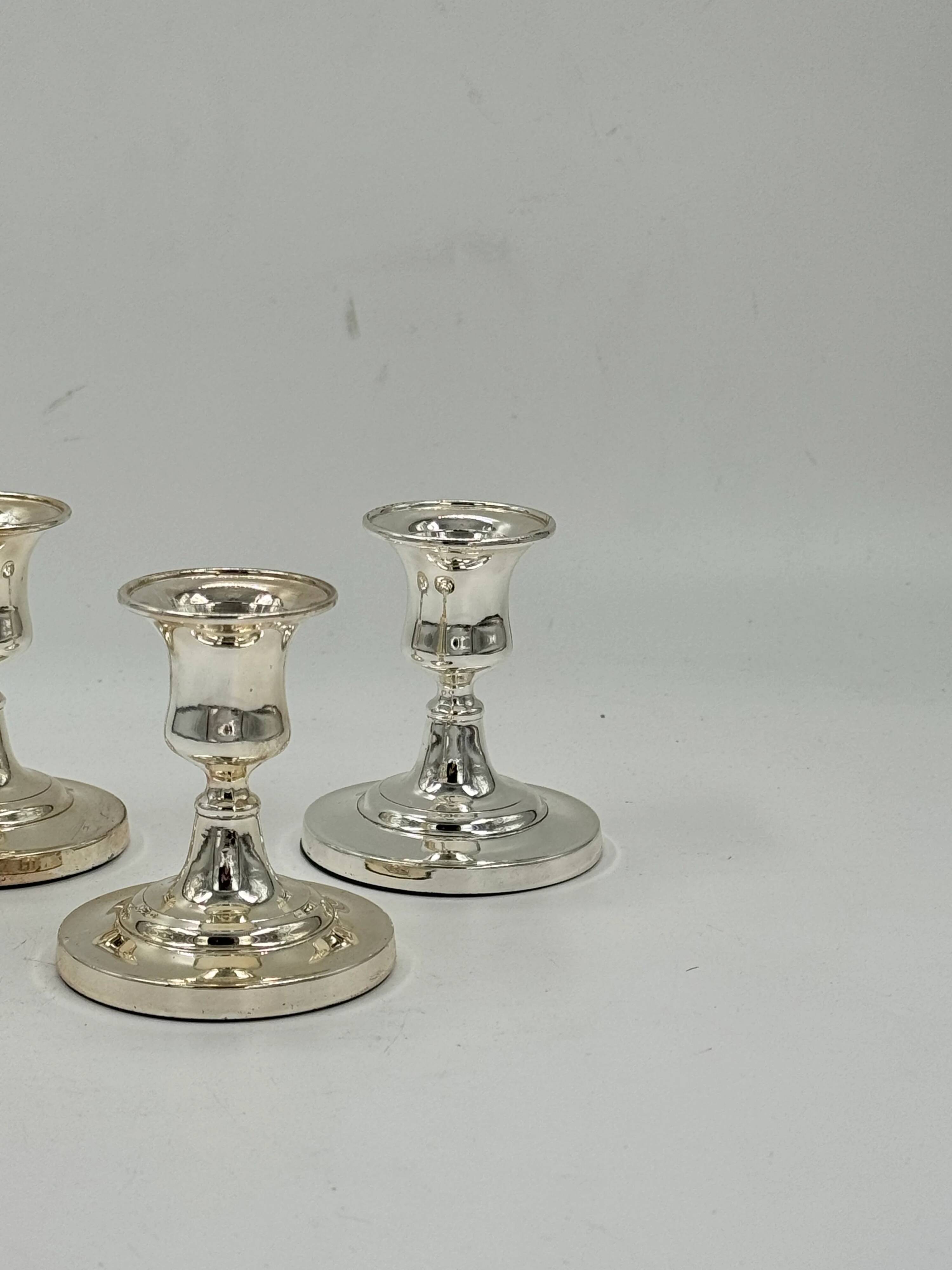 Set of 3 vintage silver-plated candle holders