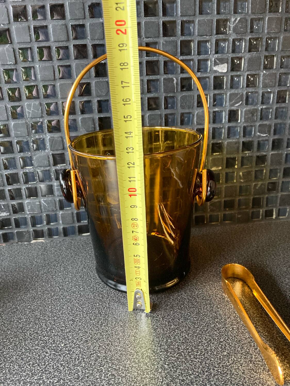 Vintage Amber Glass Ice Bucket