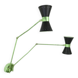 Double articulated wall lamp, Italy 1950s