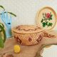 Round raffia box - vintage