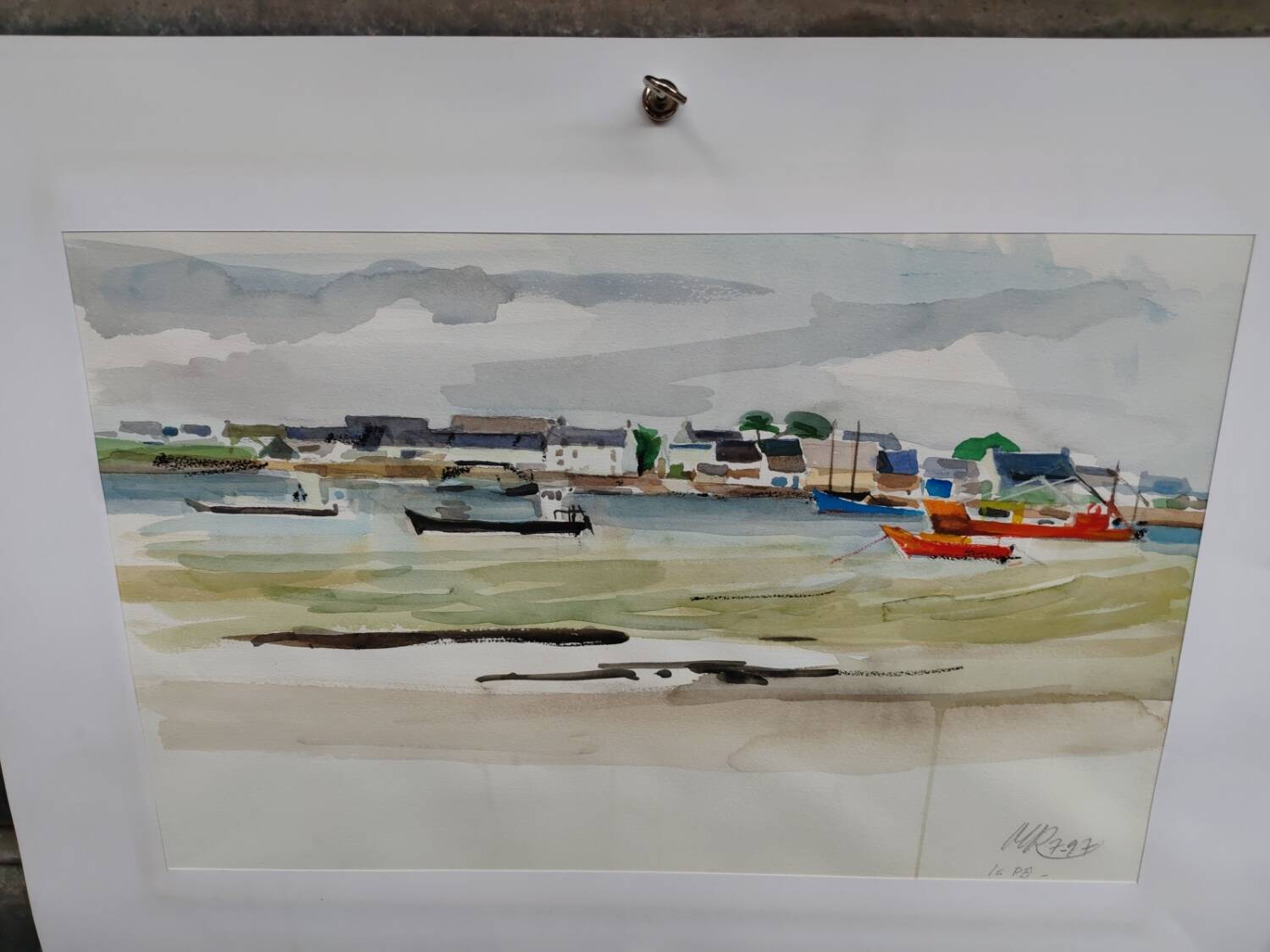 Aquarelle par Michel Roubille, Carnac 1997.