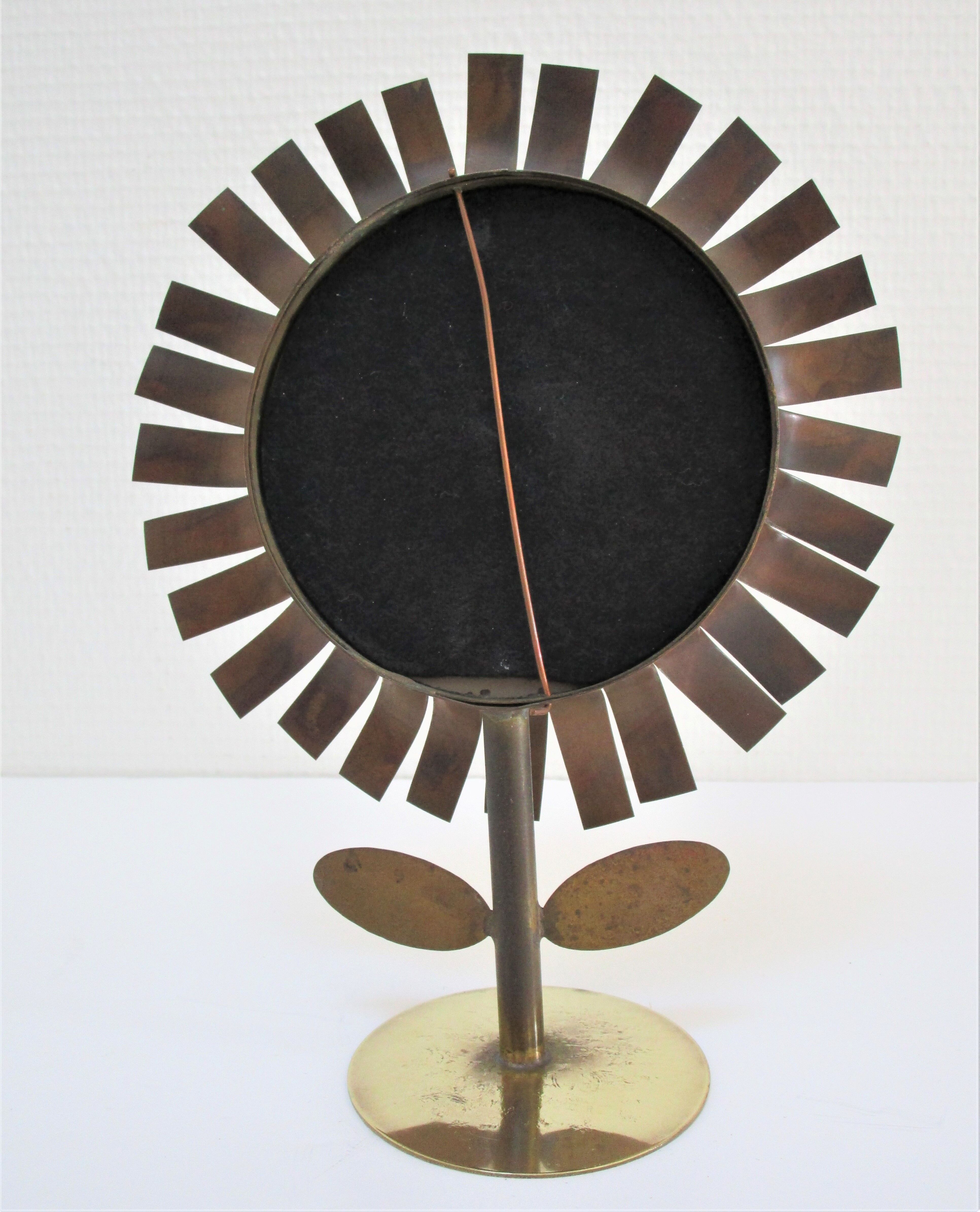 Copper and brass flower mirror by Vinay 60s