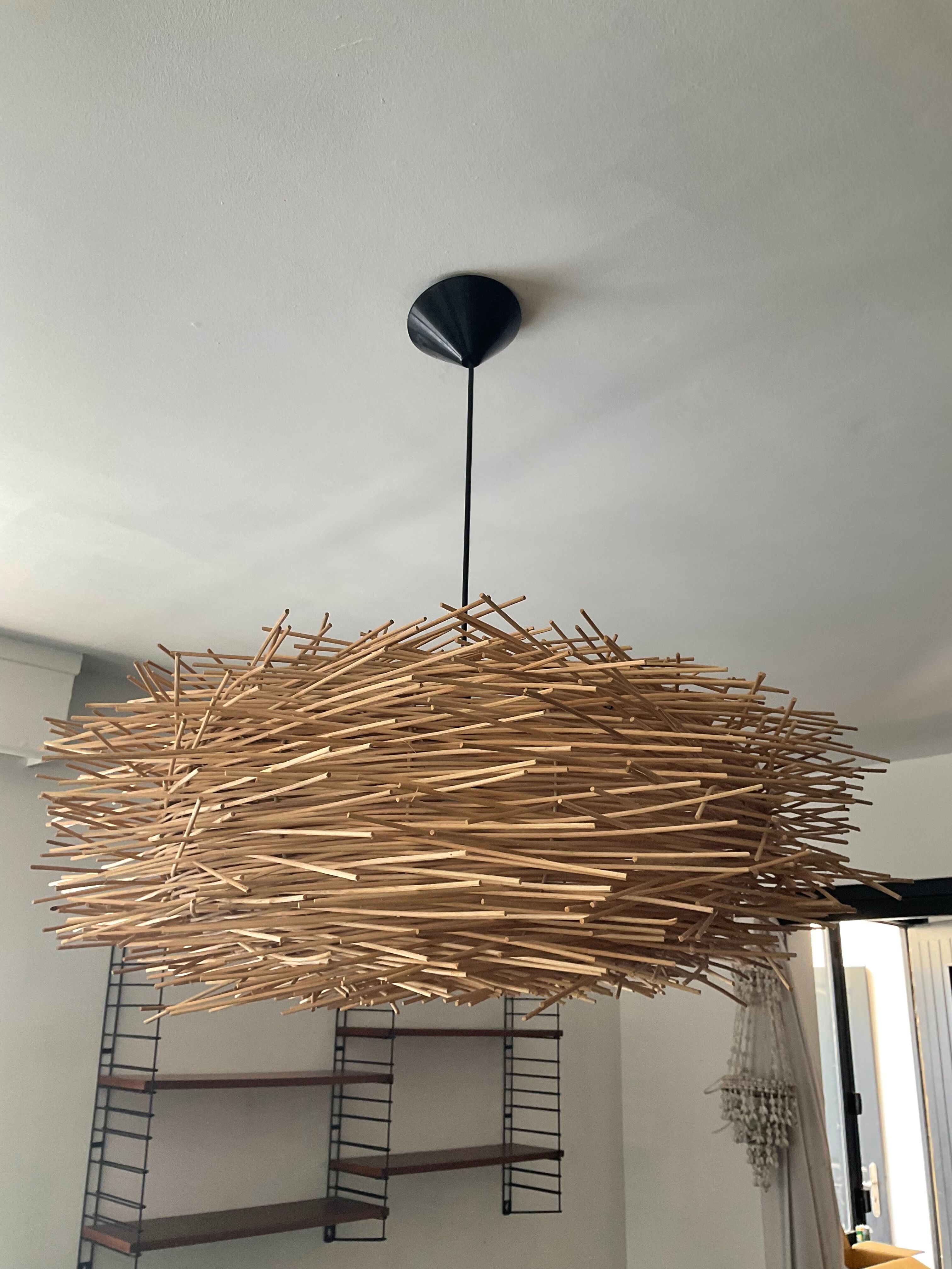 Natural rattan nest suspension