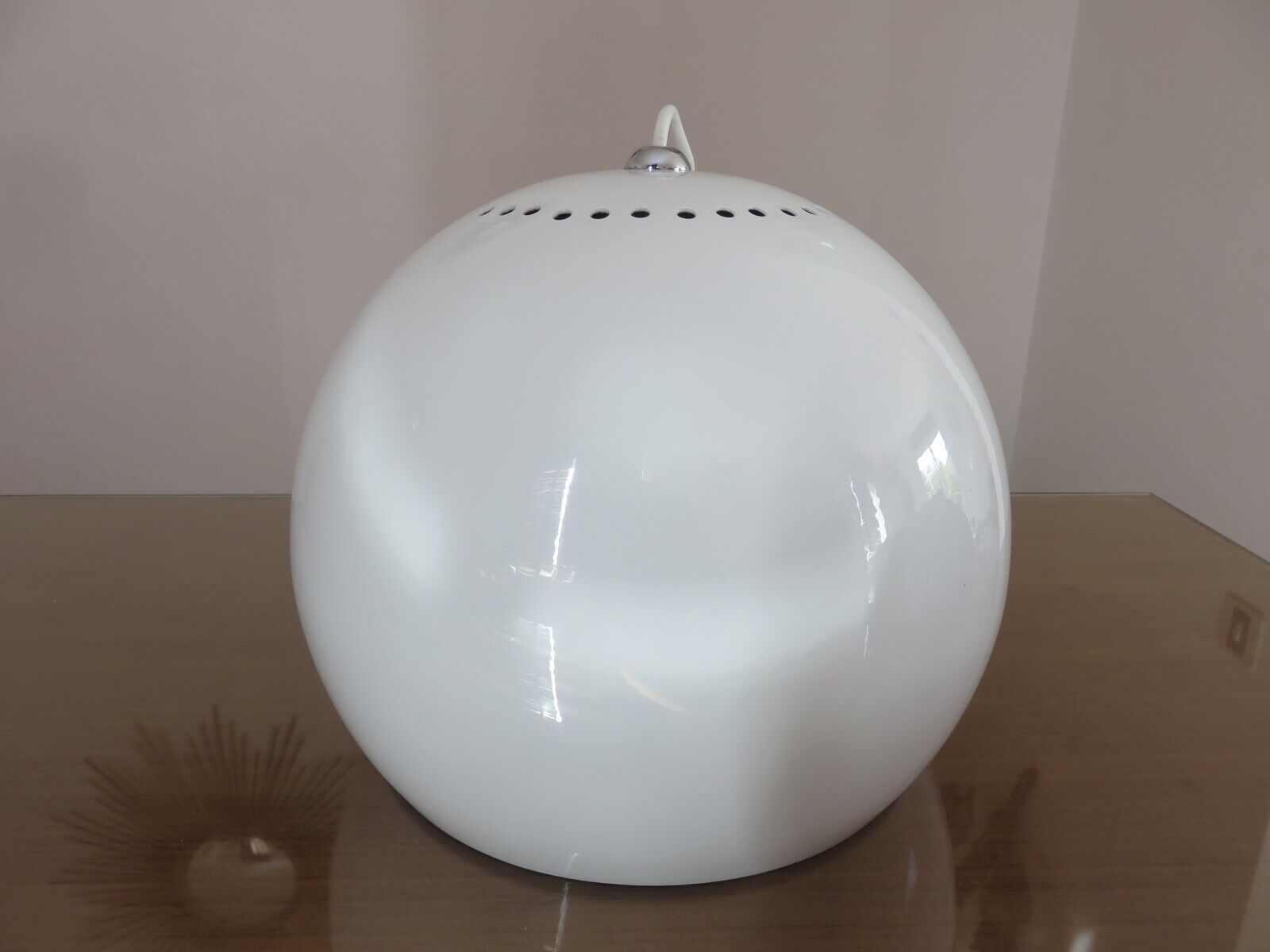Vintage pendant lamp in white lacquered metal 80s