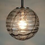 No. 1 of 2 - elegant doria pendant lamp clear and smoke grey glass 60s 70s