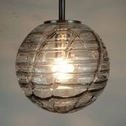 No. 1 of 2 - elegant doria pendant lamp clear and smoke grey glass 60s 70s