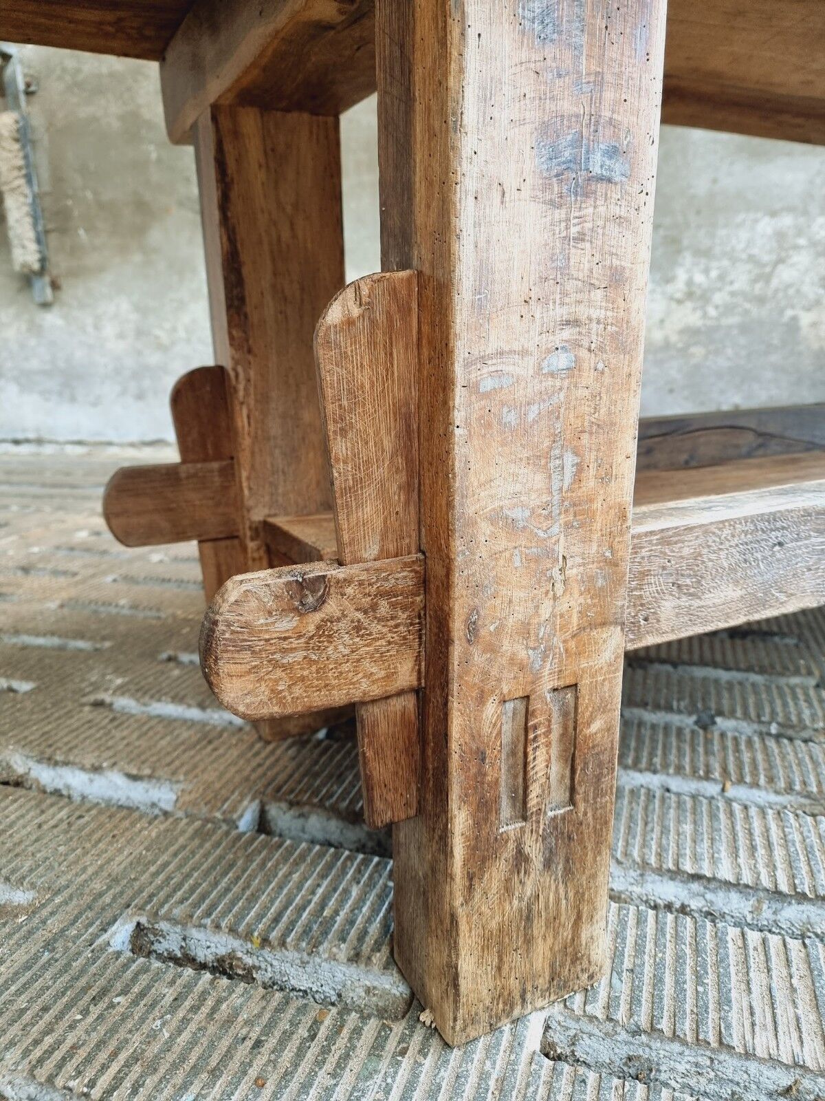Antique workbench oak, beech side table
