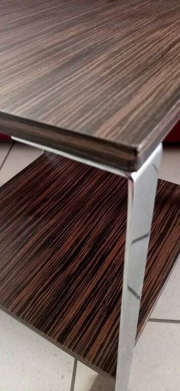 Coffee table or side table in Zebrano wood and chrome, 1970s