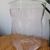 Vase carré en verre bullé