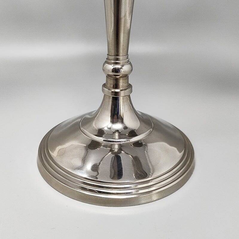 1950s Stunning Candelabra for Three Candles in Stainless Steel. Handmade. Made in Italy
