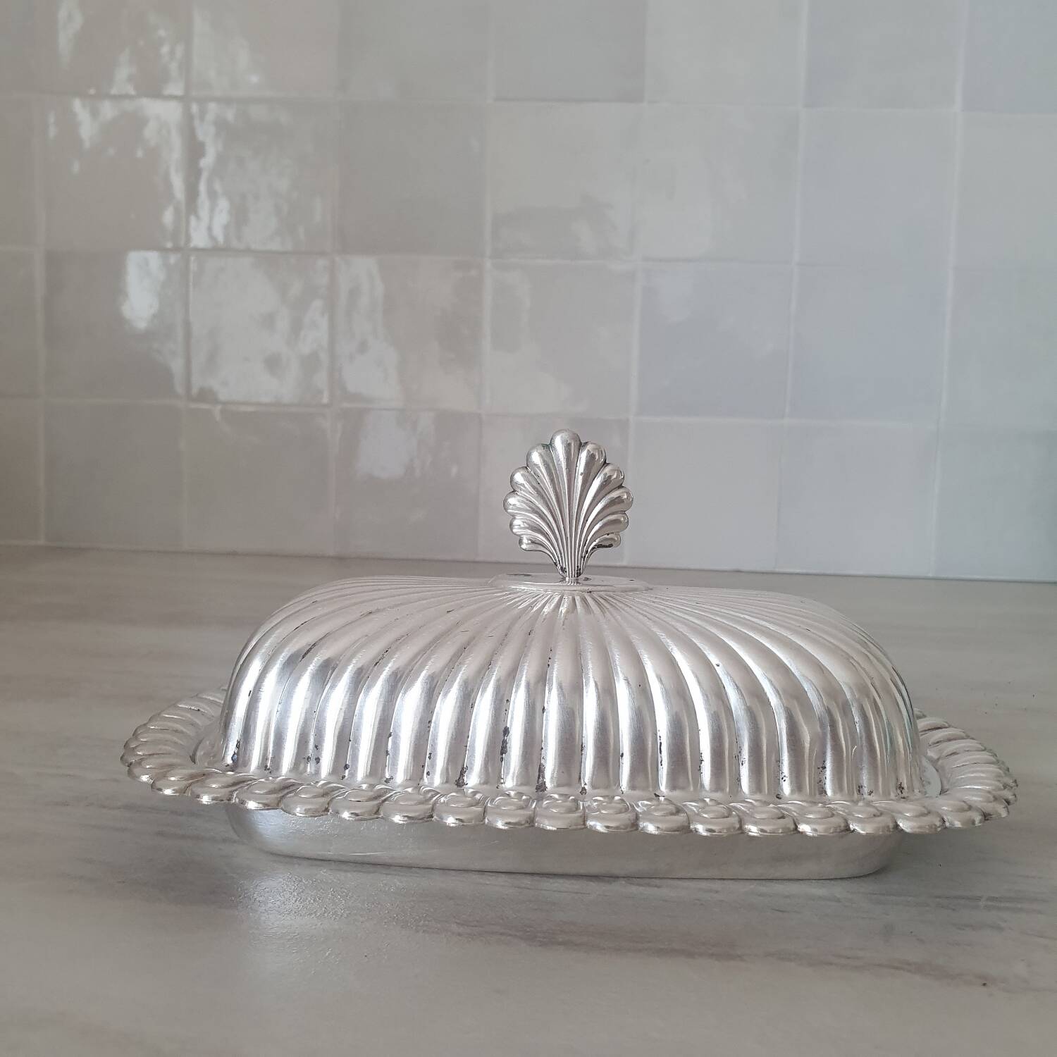 Beurrier coquillage en métal argenté orfeverie Produx