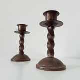 Pair of vintage wrought iron candlesticks