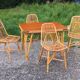 1 Table 1 fauteuil 3 chaises en bambou et rotin attribués à Audoux et Minet
