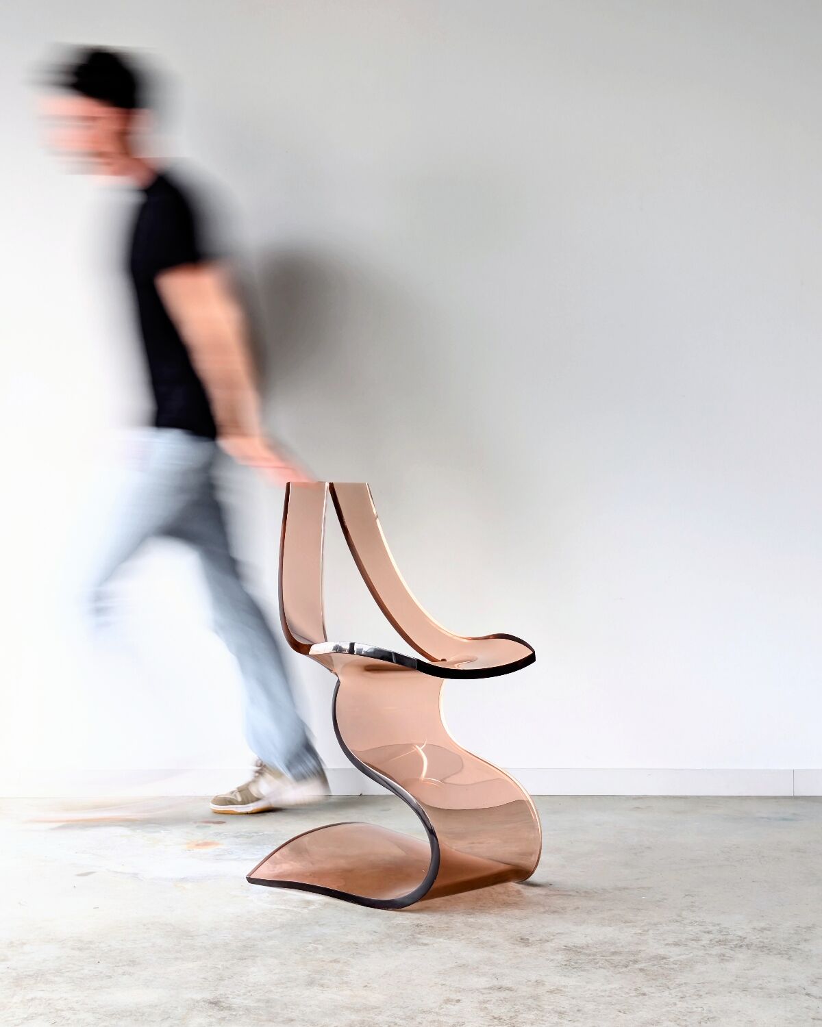 Vintage smoked plexiglass sculptural chair by Michel Dumas, 1970.