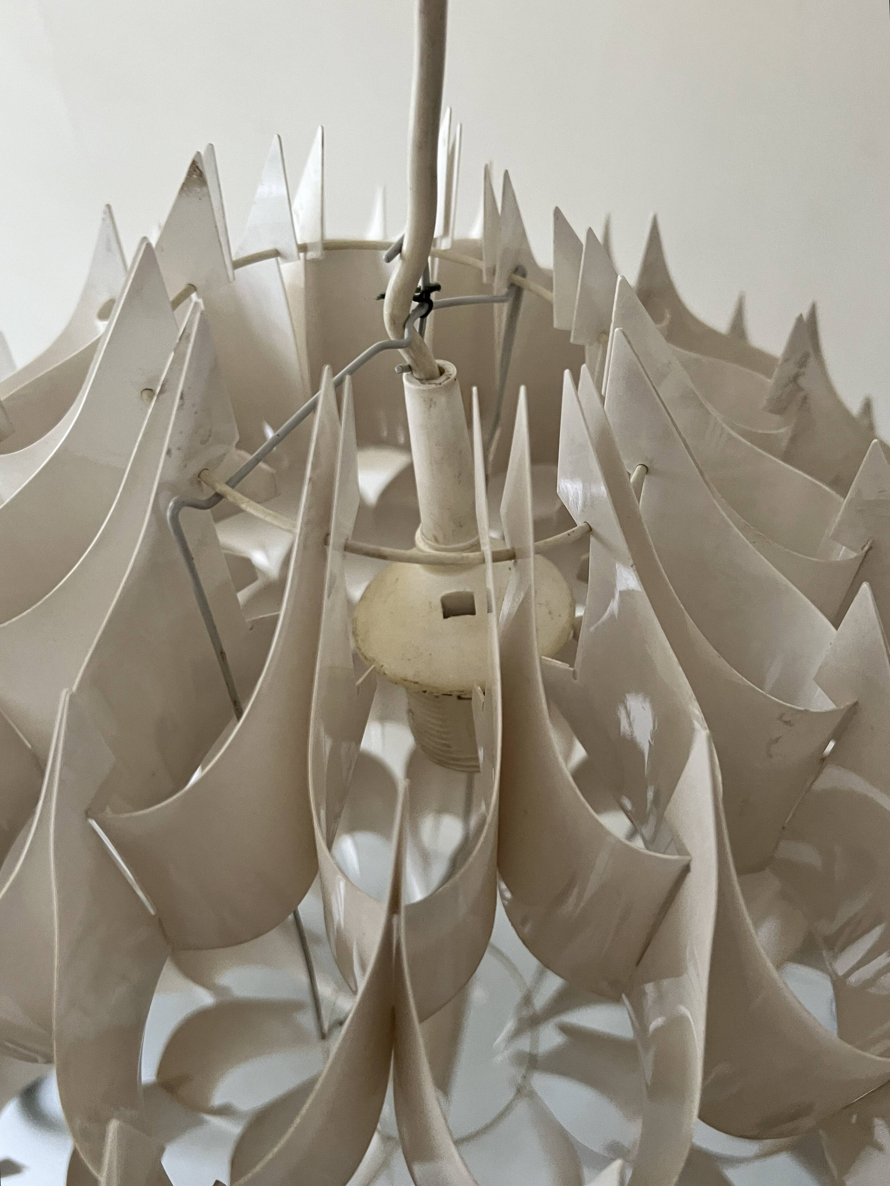 Rhythmic sculptural globe pendant light by H. Milanda, Scandinavian design, 1970