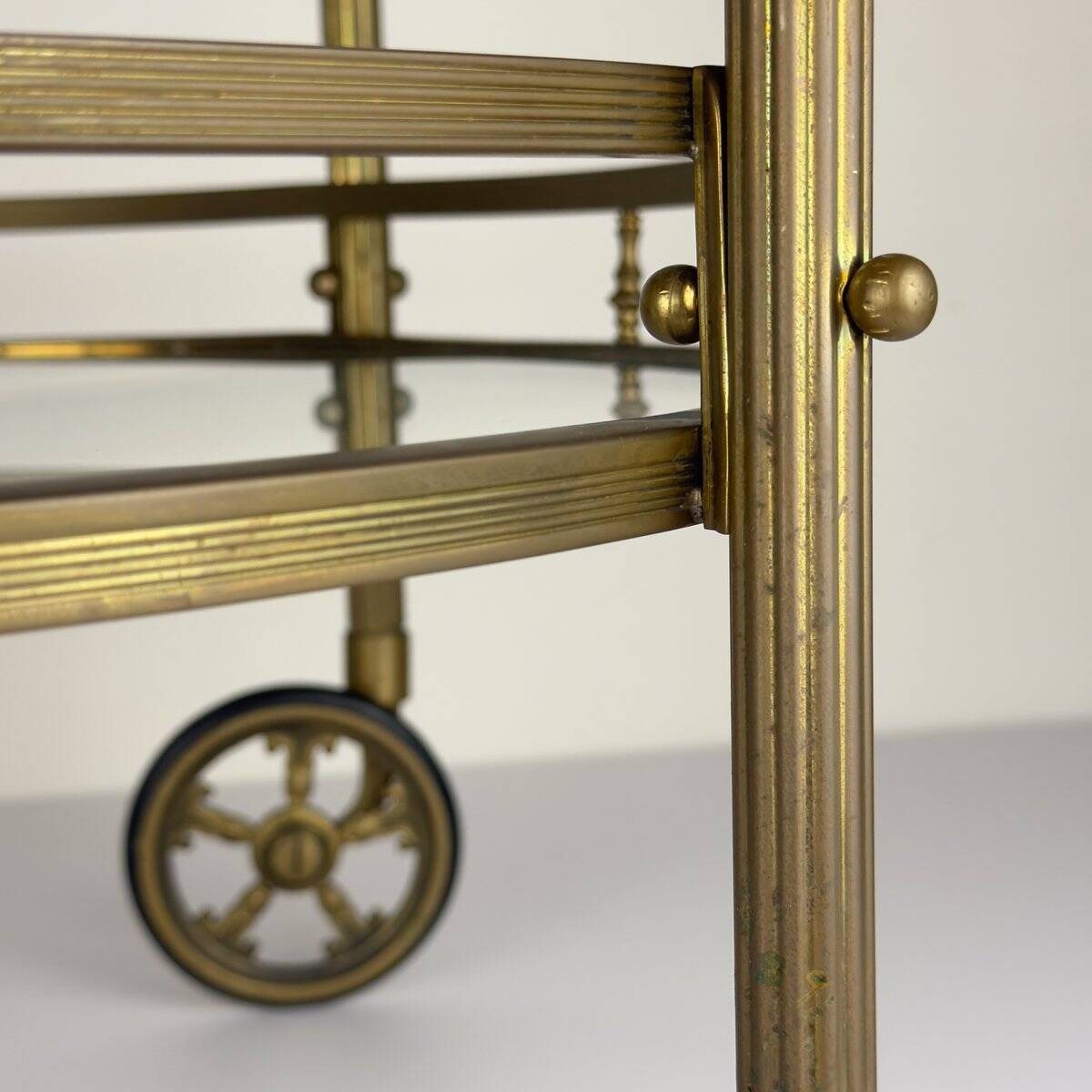Vintage French brass bar cart, 1950s