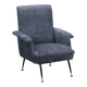 Fauteuil vintage en tissu et métal avec embouts en laiton, Italie, années 1960