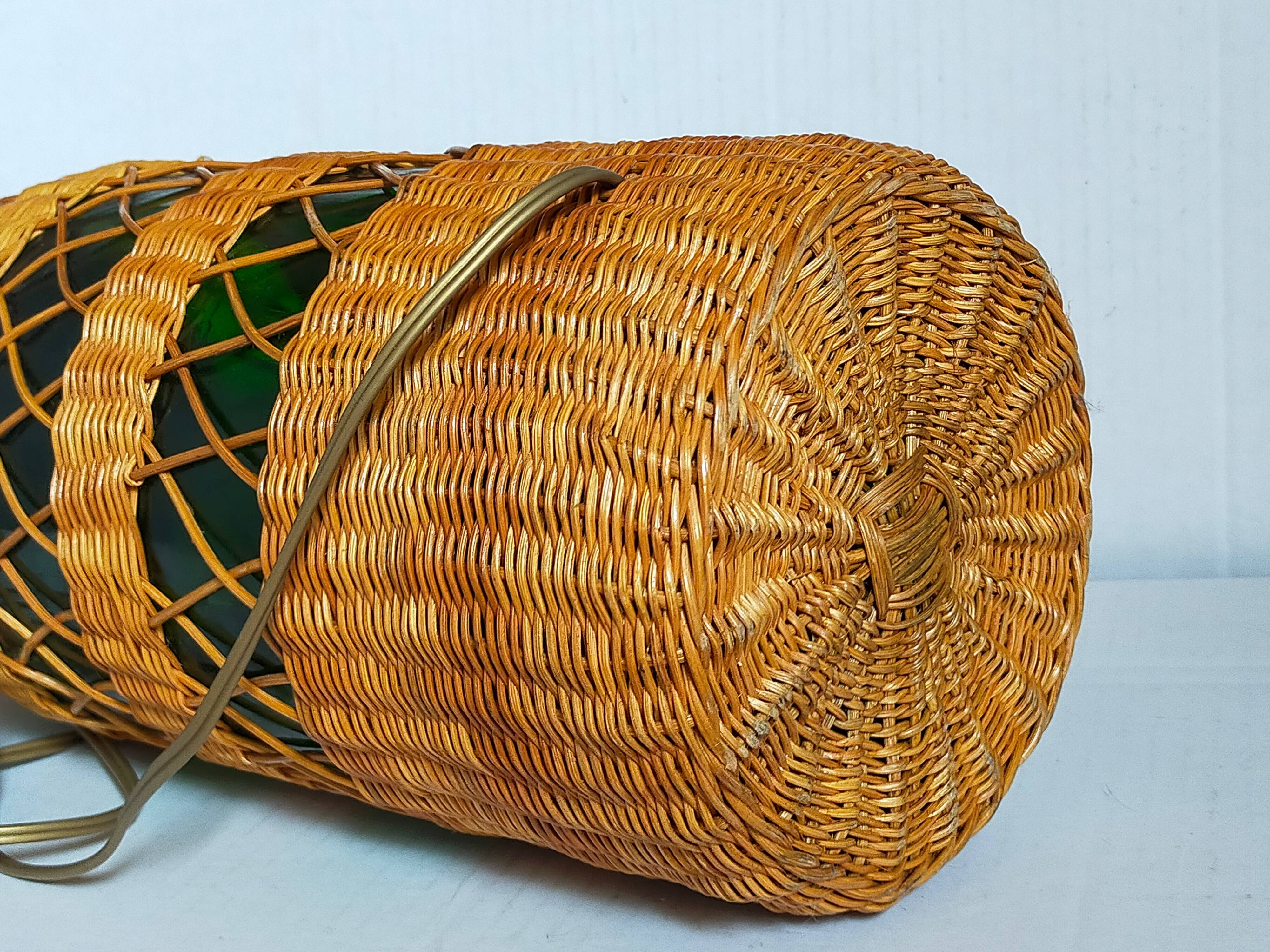 XL bottle lamp foot dressed in rattan 50s