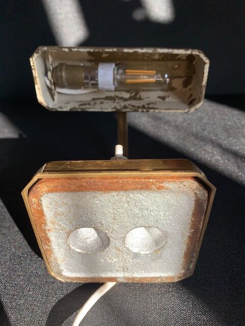 Small art deco side lamp in golden brass