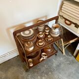 Desserte bocado pliante et sur roulettes en bois foncé