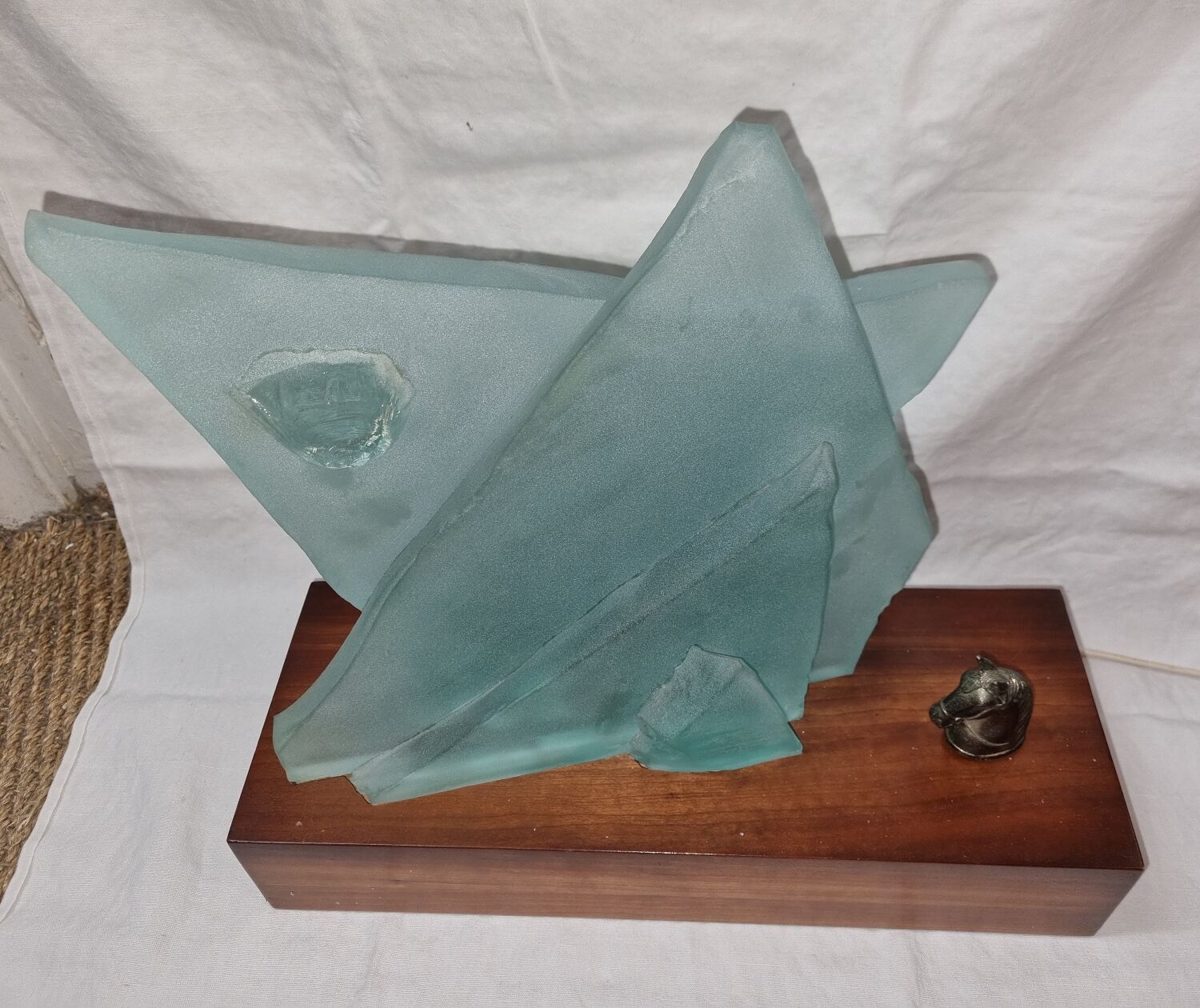 Sandblasted glass lamp for Cardin: exquisite volume