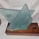 Sandblasted glass lamp for Cardin: exquisite volume