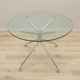 Table ronde en verre, design italien, années 80, production : Calligaris