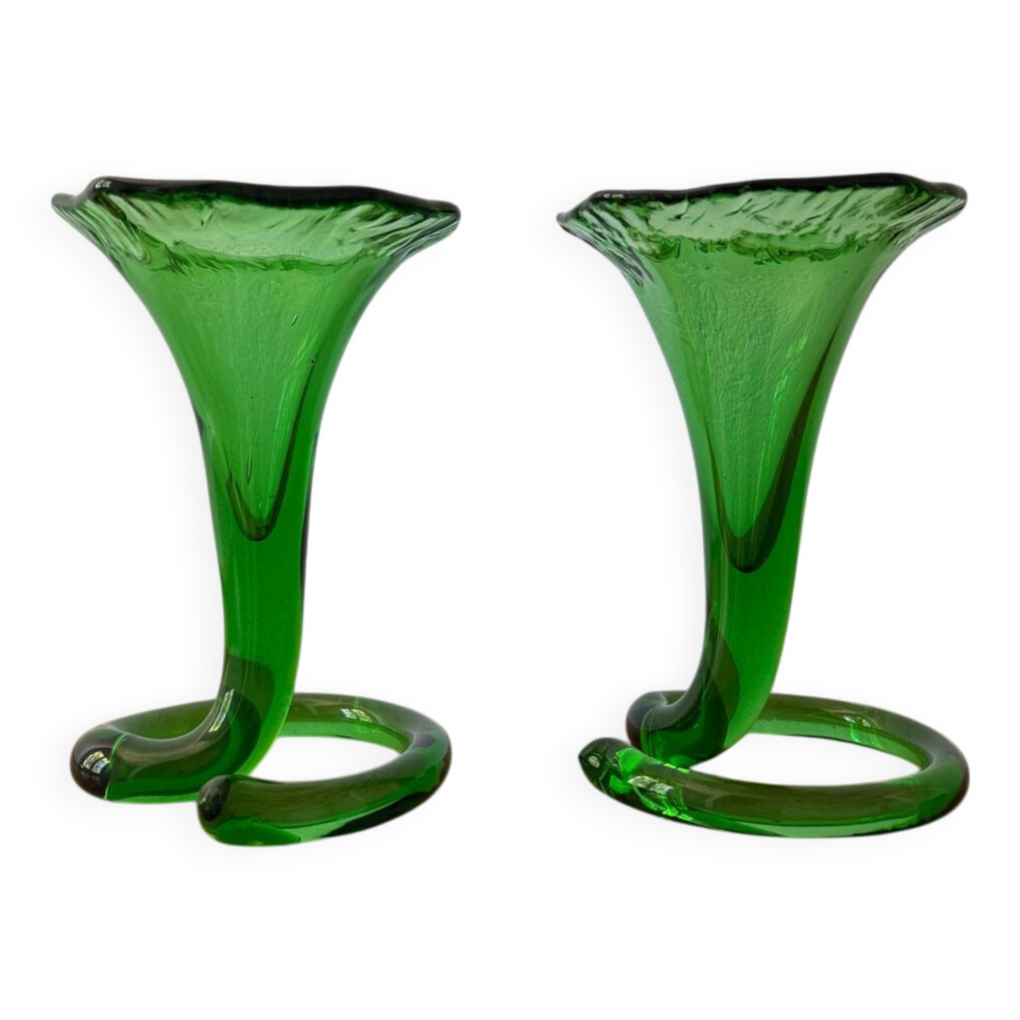 Blown glass cone vases from the 60s