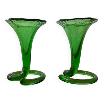 Vases cornet verre soufflé années 60