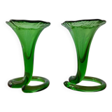 Blown glass cone vases from the 60s