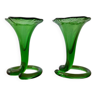 Vases cornet verre soufflé années 60