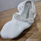 Elpa Alcobaca Portugal Ceramic White Cat Blue Glass Eyes, 1980s