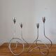 Pair of vintage chrome metal candlesticks