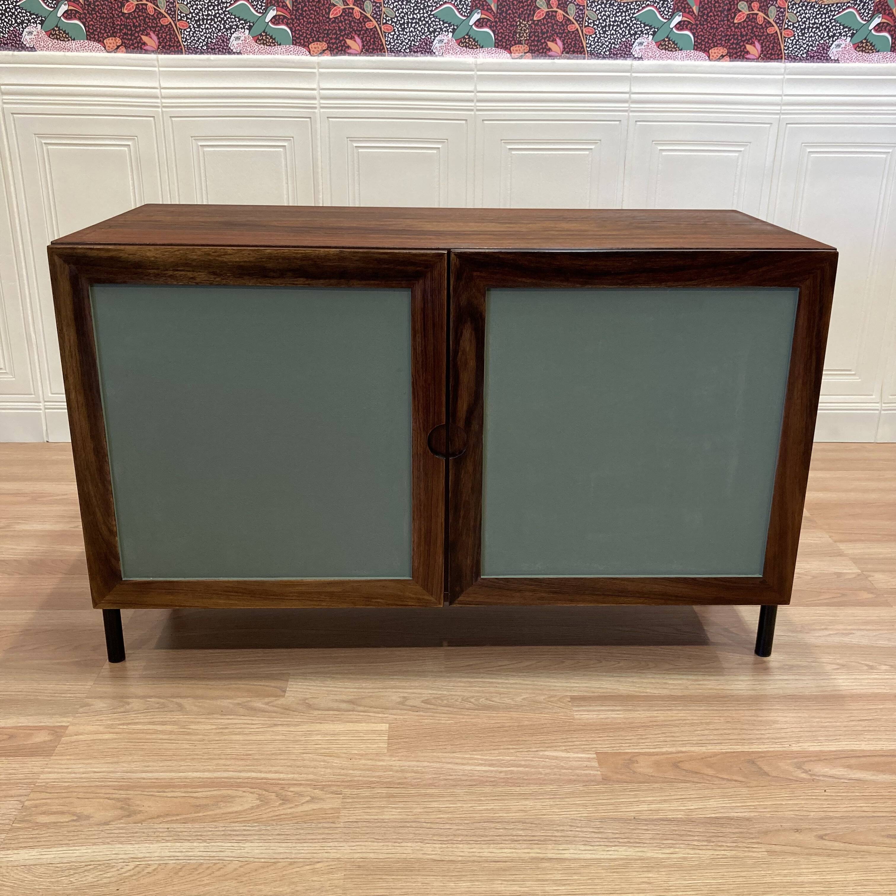 Commode palissandre et métal design 1950
